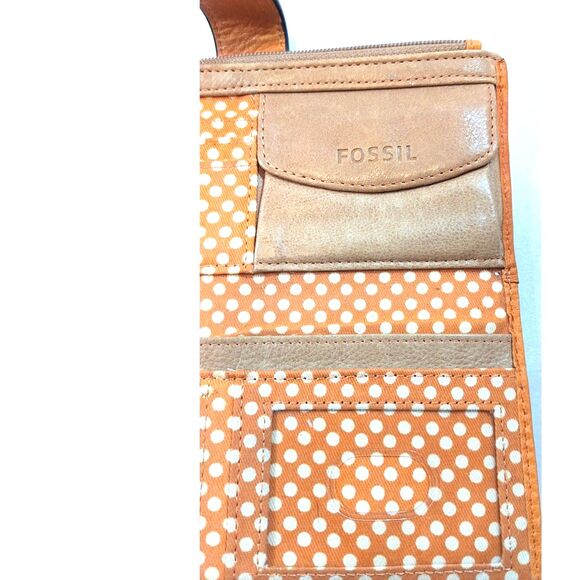 Fossil Womens Orange Leather Flower Snap Wallet - Picture 9 of 13